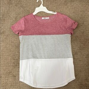 Pink and White Striped T-Shirt